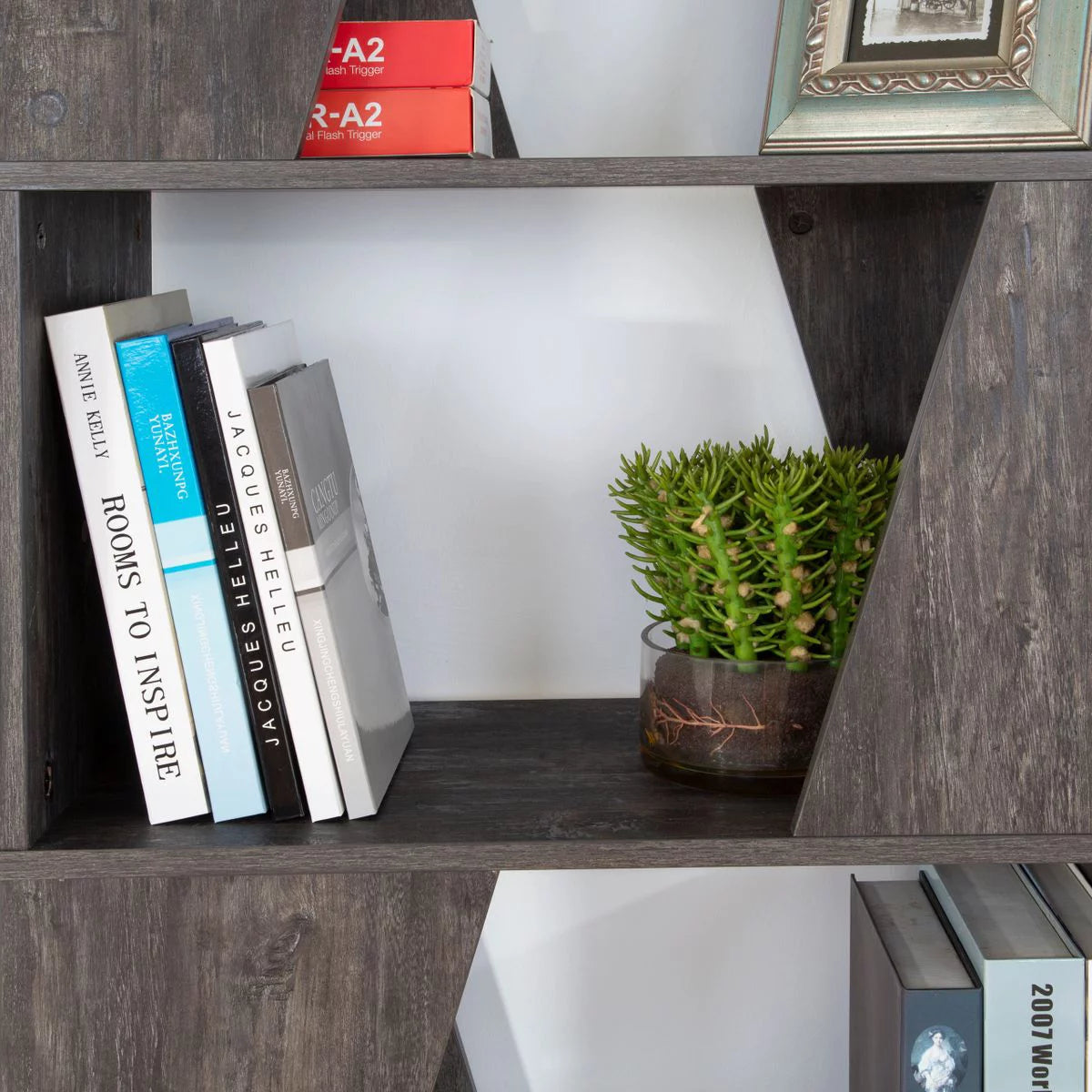 5-tier Wooden Bookcase in Washed Black Finish U97239