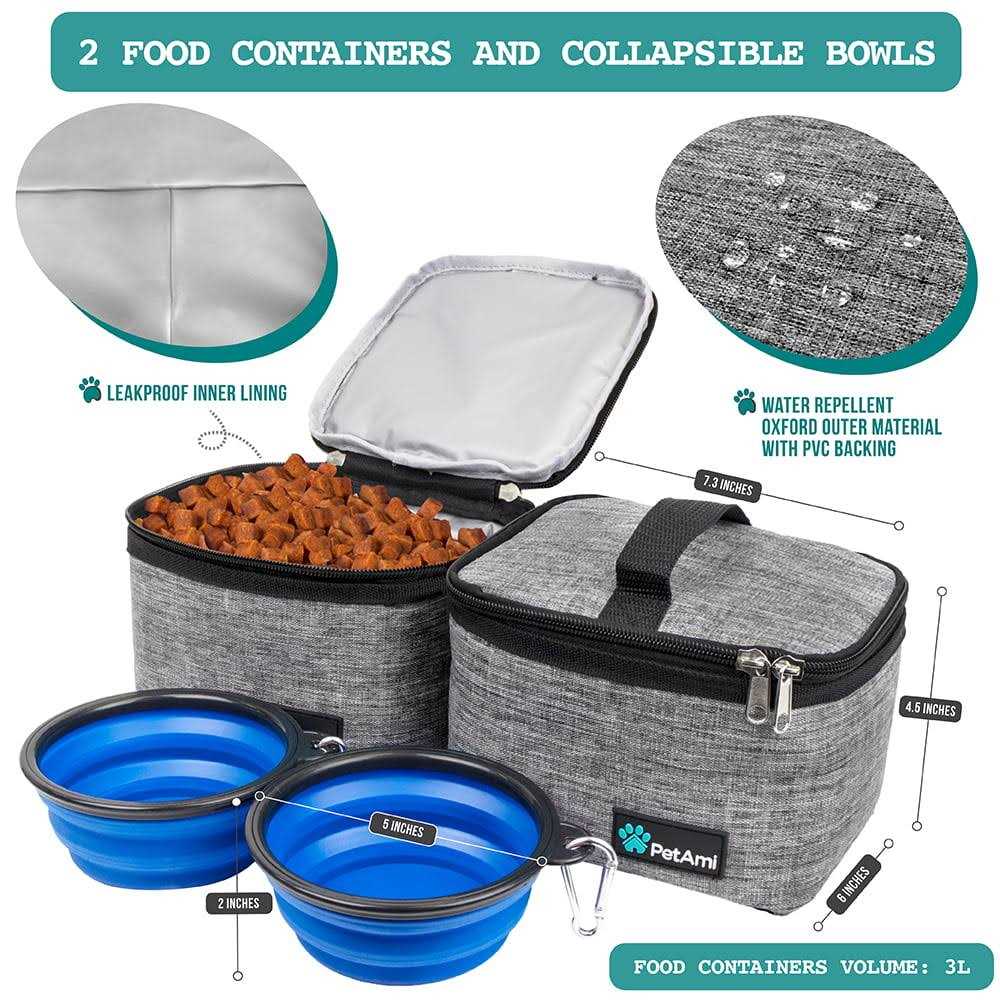 Dog Travel Bag with Food Container and Bowls Y344