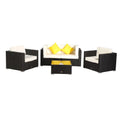 5 Pieces PE Wicker Rattan Patio Sofa Set U9564