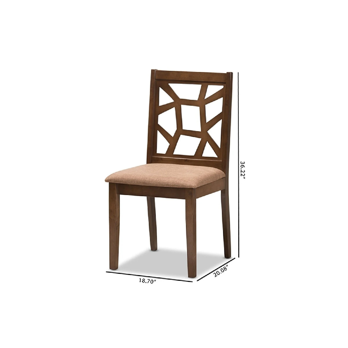 Light Brown Fabric Upholstered Dining Chair Set of 2 F528