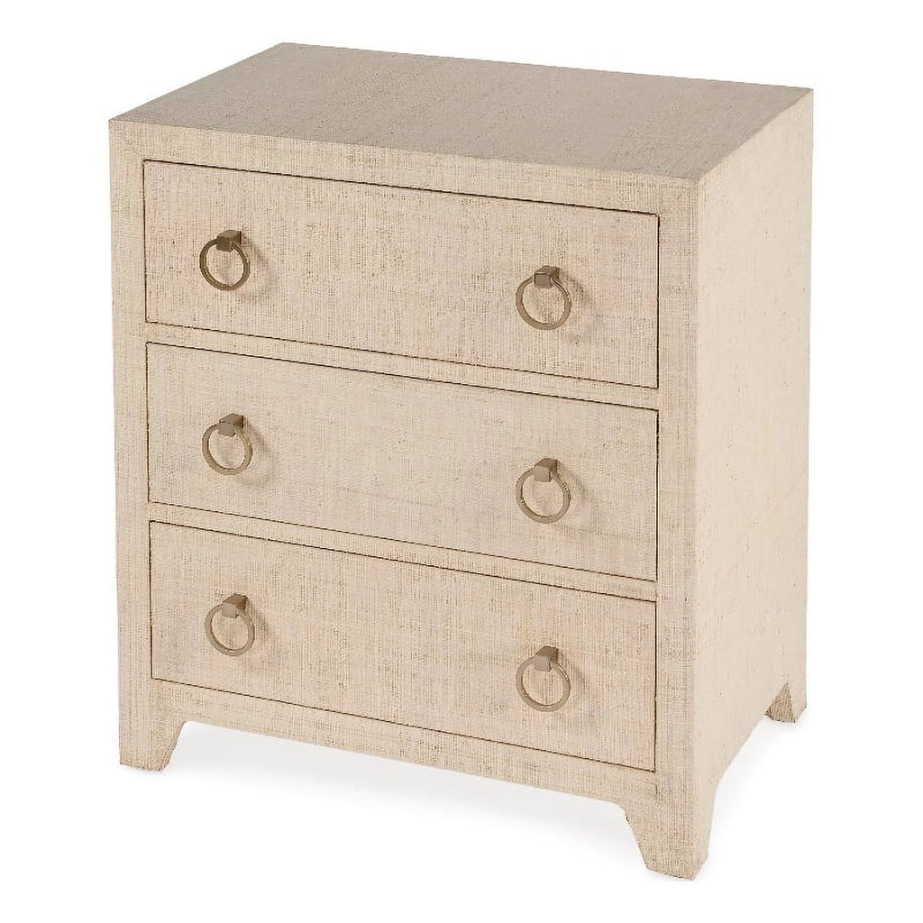 Natural Raffia 3 Drawer Wooden Chest K393