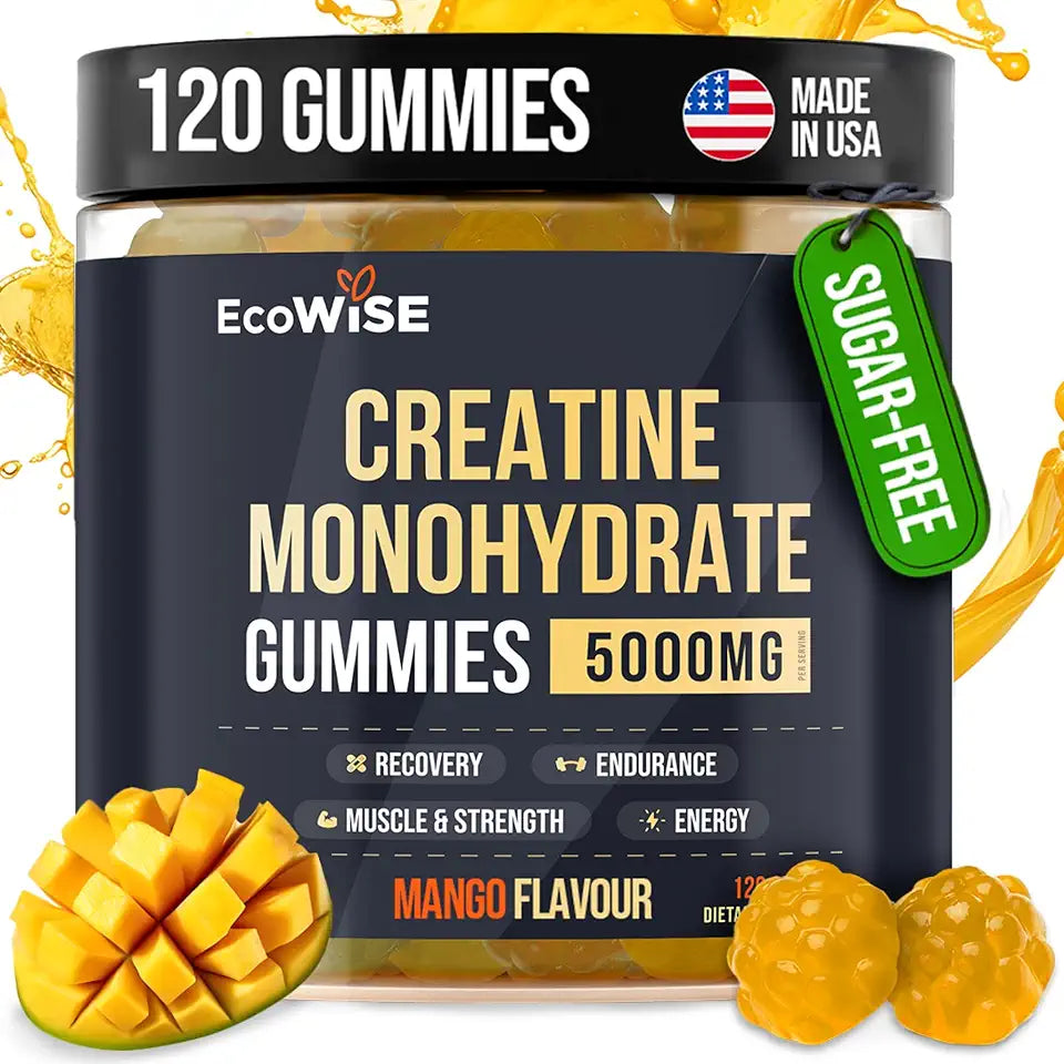 5000 mg Mango Flavor Sugar-Free Vegan Creatine Monohydrate Gummies W82622