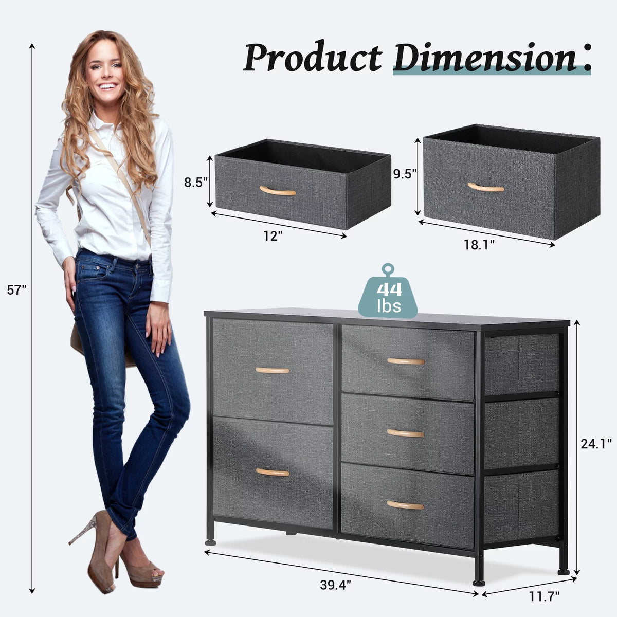 5 Drawer Fabric Dresser O49403