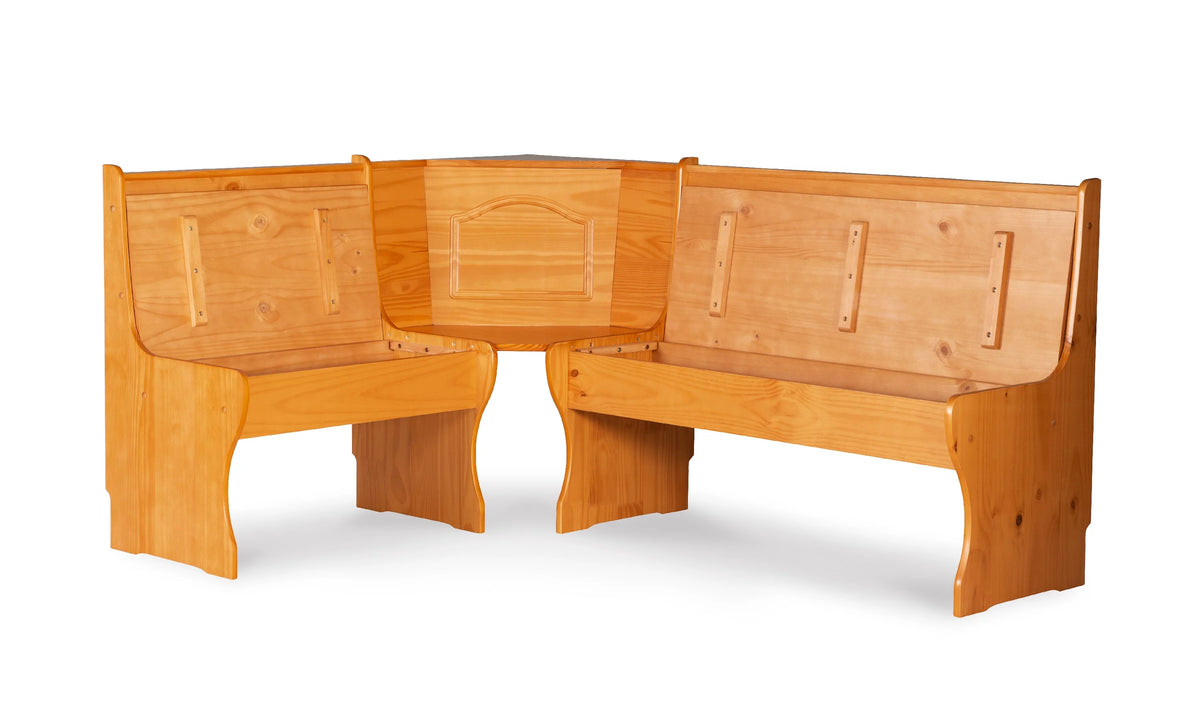 Corner Dining Breakfast Nook with Storage, Seats 4, Natural Honey Finish C1382