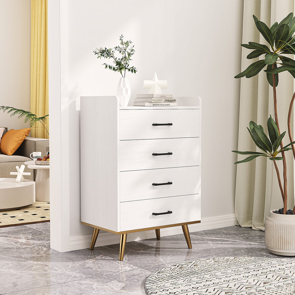 White 4 Drawer Wood Dresser P7209