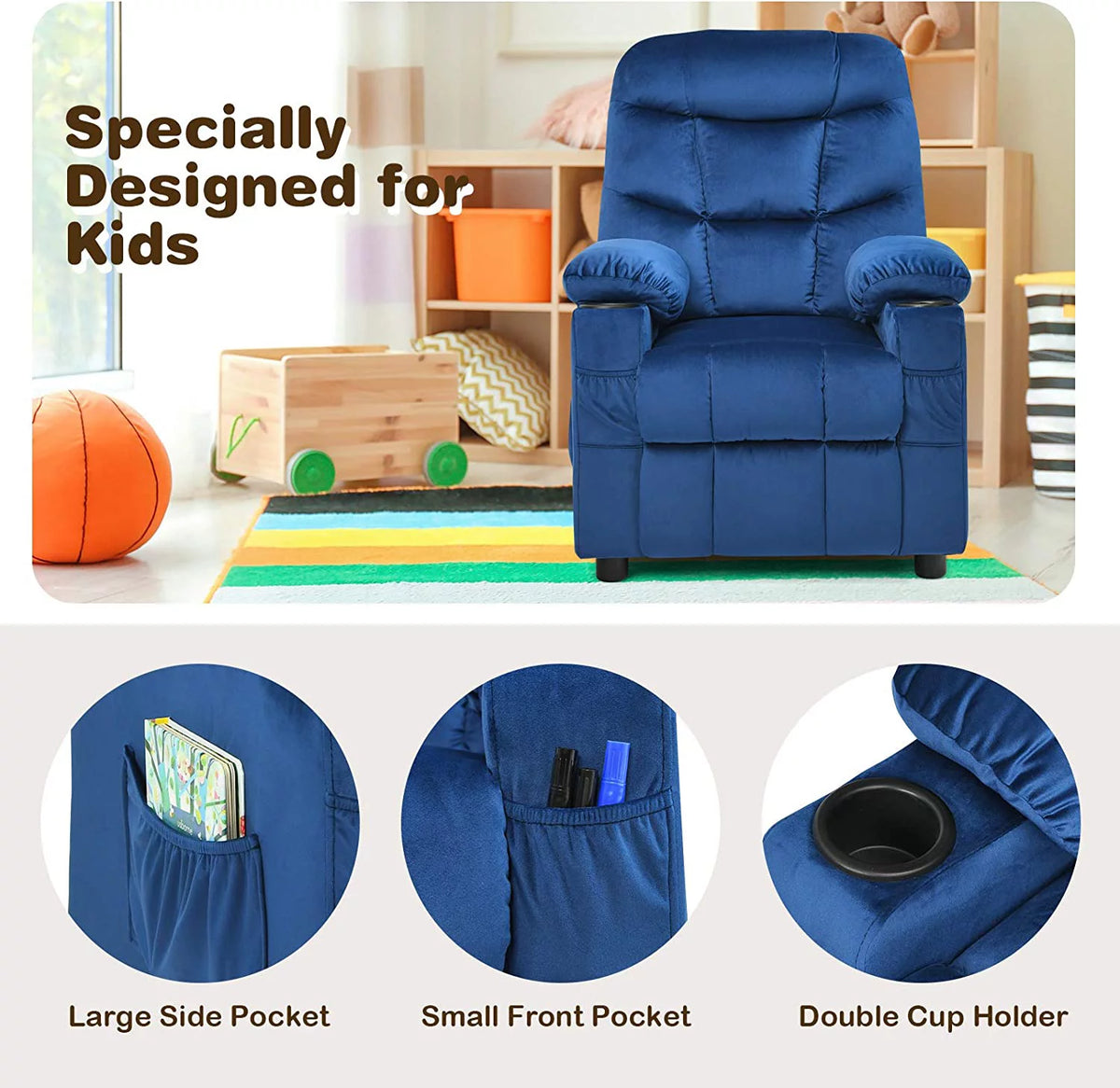 Kids Recliner Chair with Cup Holder U99284