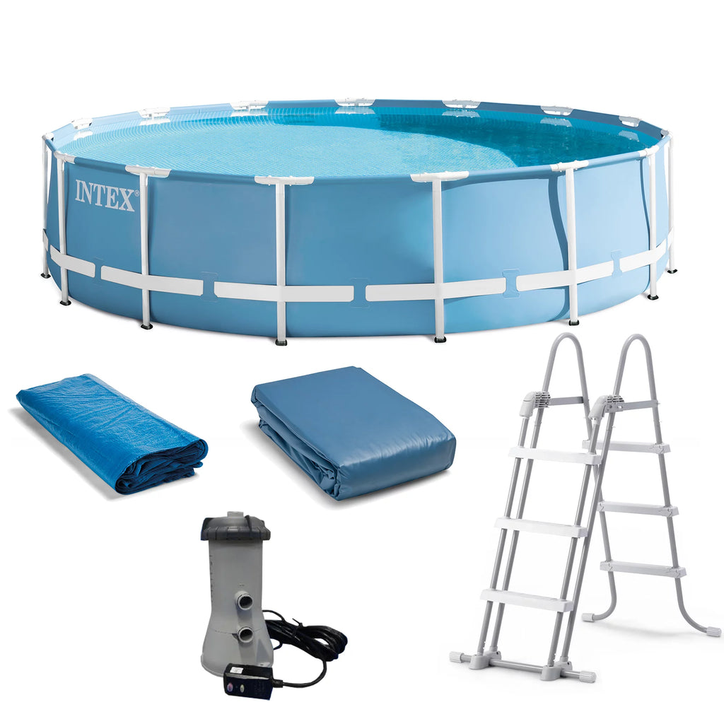 15 Feet x 48 Inches Prism Frame Pool Set with Ladder Cover Pump F2481