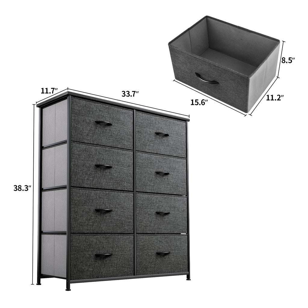 Light Gray 8 Drawer Vertical Dresser S160