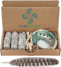 White Sage Smudge Sticks with Abalone Shell Tripod Stand Feather and White Sand W457