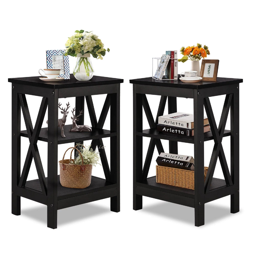 3-Piece Bedroom Set Metal Bed Frame and 2 Nightstand Z865