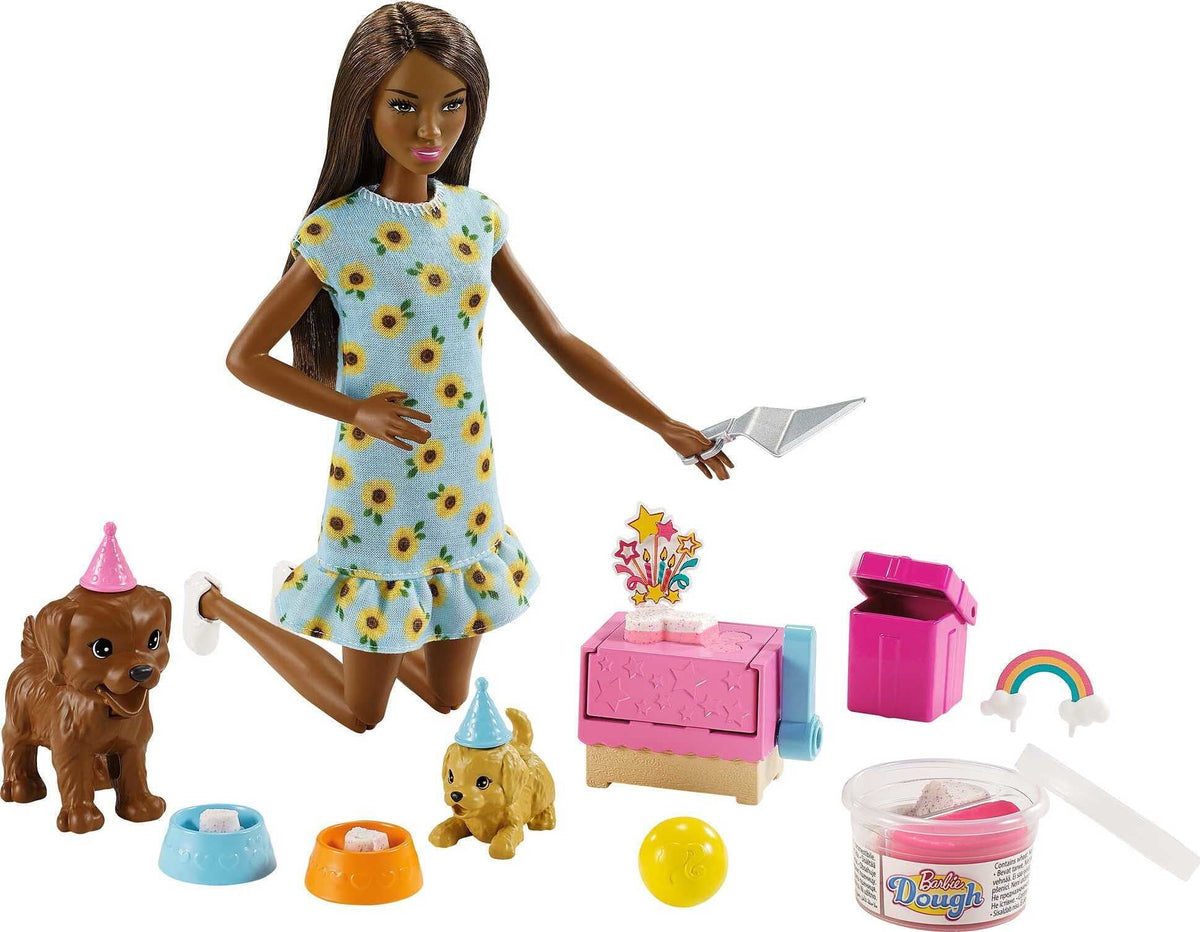 Brunette Doll & Playset with 2 Puppies, Cake Molds, Dough & Accessories P616416