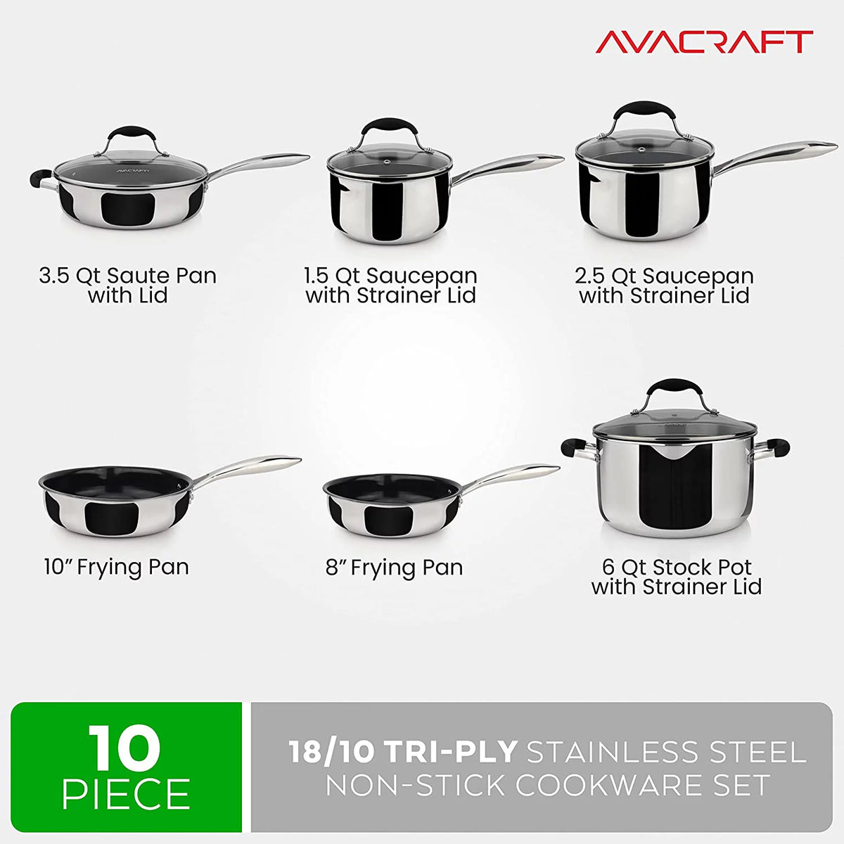 Ceramic Non Stick 10-Piece Cookware Set M28652