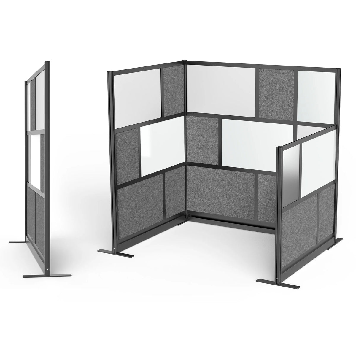Modular Wall 53in x 70in Add-On with Whiteboard, Frosted Acrylic & Sound Absorbent Panels F68753