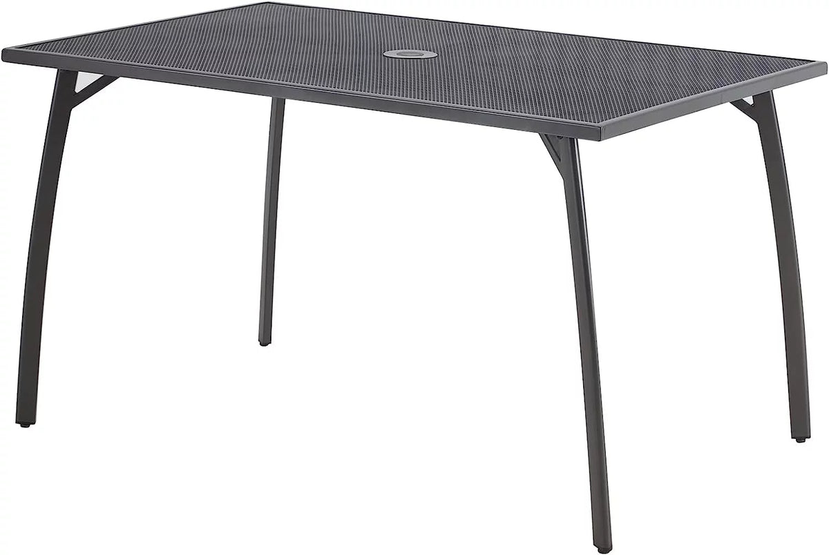 51x31 Black Metal Outdoor Dining Table with Umbrella Hole X2367
