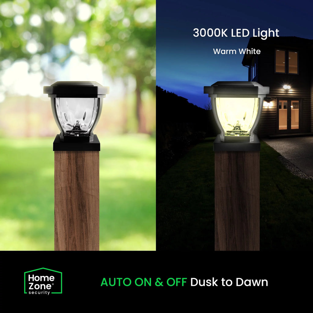 Black Solar LED Post Cap Lights, 2 Pack F44237