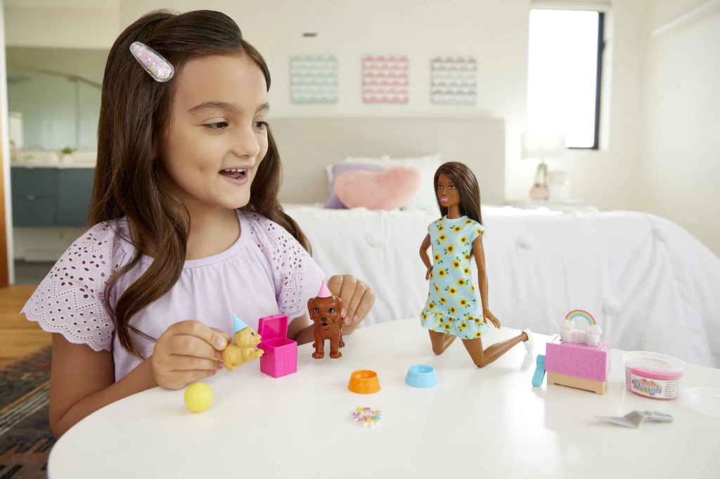 Brunette Doll & Playset with 2 Puppies, Cake Molds, Dough & Accessories P616416
