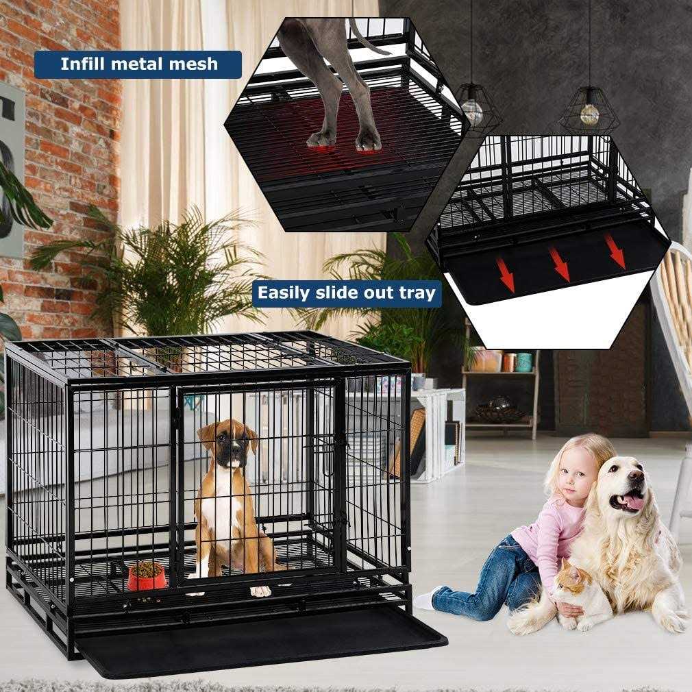 Heavy Duty Dog Crate with Plastic Tray Double Doors C85104