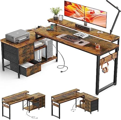70 inch L Shaped Computer Desk with Drawers P789201