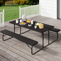 6ft Folding Picnic Table and Bench Black D789