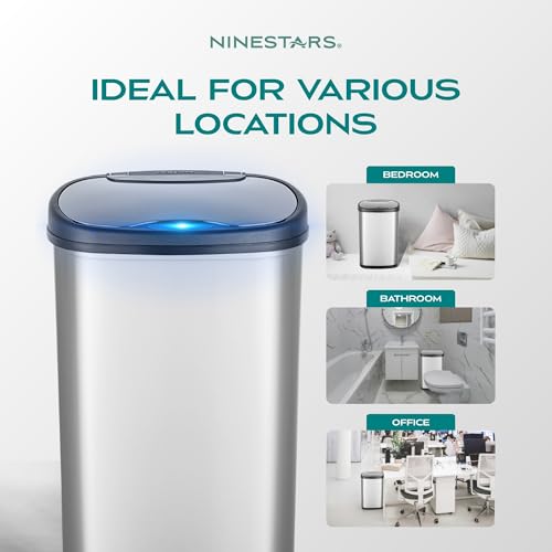 Stainless Steel Motion Sensor Trash Can 50liters Silver D5283