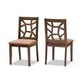 Light Brown Fabric Upholstered Dining Chair Set of 2 F528