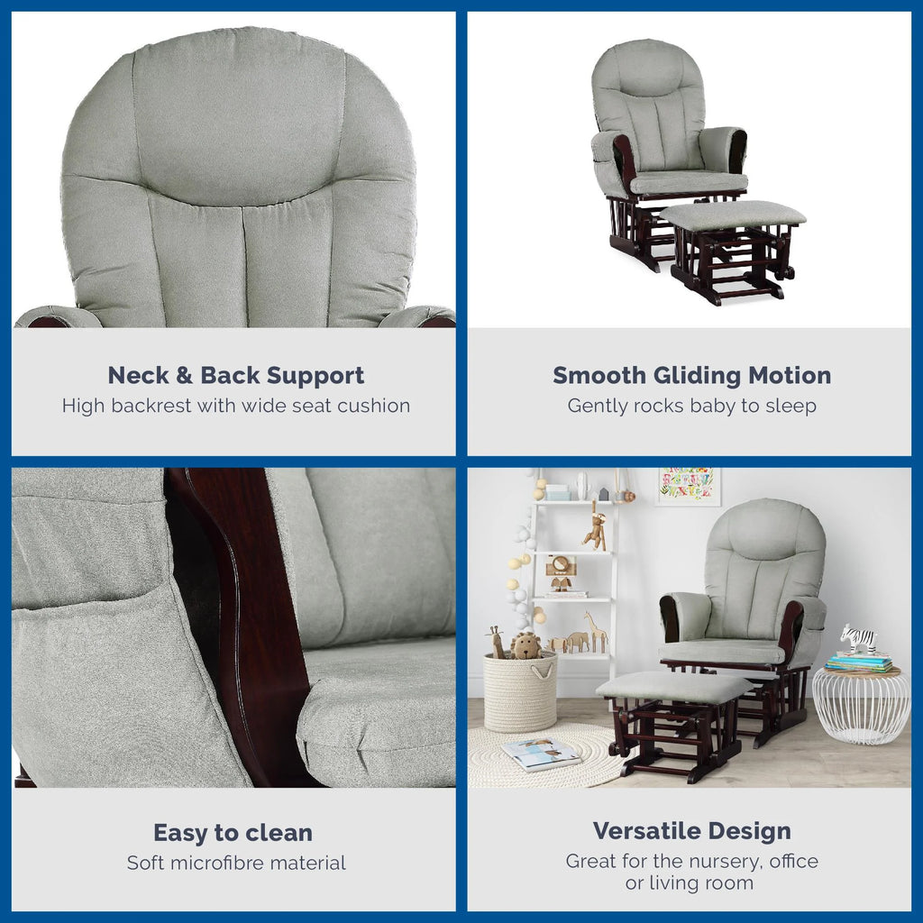 Espresso Glider Rocker with Storage and Ottoman J490