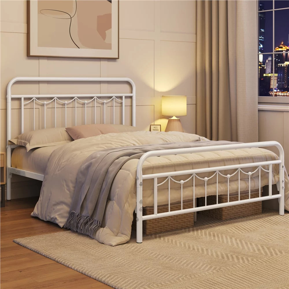 Metal Platform Twin Bed with Headboard and Footboard I34603