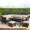 5-Piece Beige Wicker Sectional Dining Set U5673