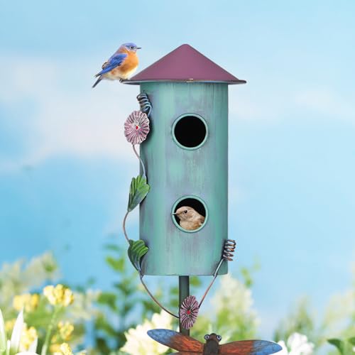 57” Metal Bird Feeder Stake with Cylinders Design F615