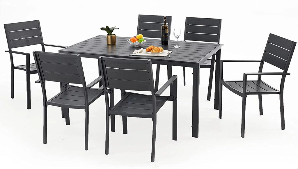 51x31 Black Metal Outdoor Dining Table with Umbrella Hole X2367