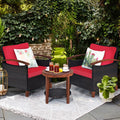 3 Pc Patio Rattan Furniture Set with Cushion G261