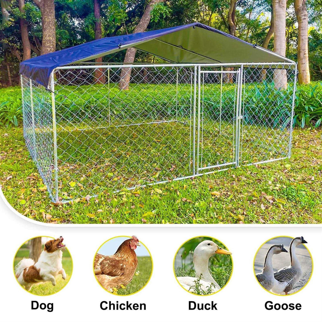 10ft x 10ft Metal Dog Kennel with Roof V6631