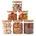 Set of 6 Glass Food Jars with Bamboo Lids O9583