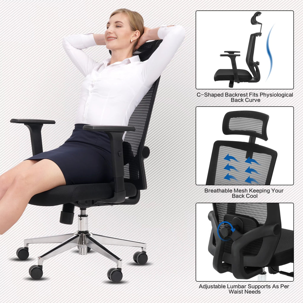 Ergonomic Mesh Office Chair with Lumbar Support S863355