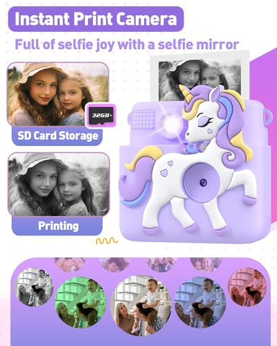 Pink Instant Print Kids Camera with 32GB SD Card Q624259