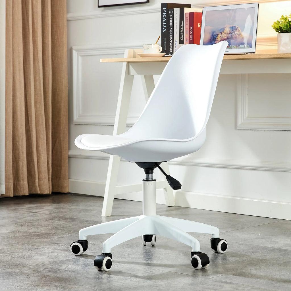 White Artificial Leather Swivel Computer Chair O508418
