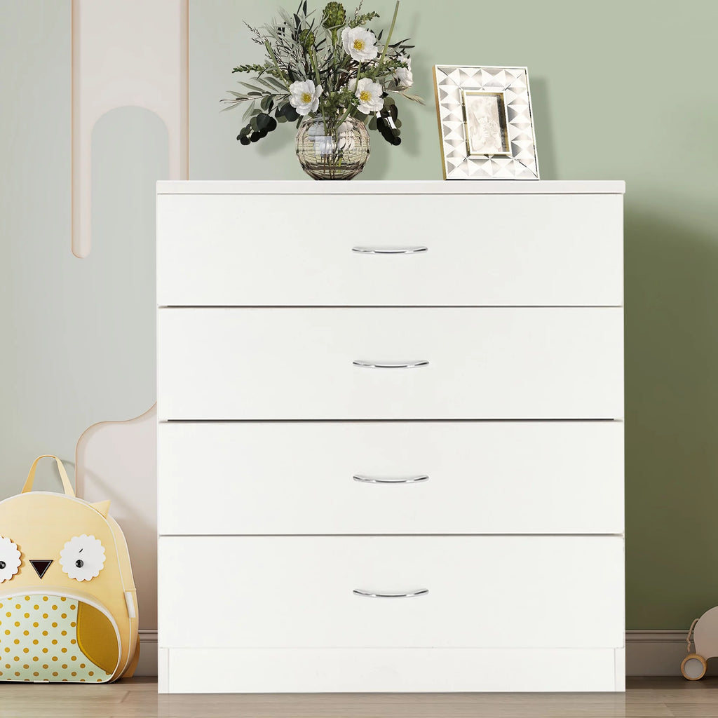 White 4 Drawer Wood Dresser A9541