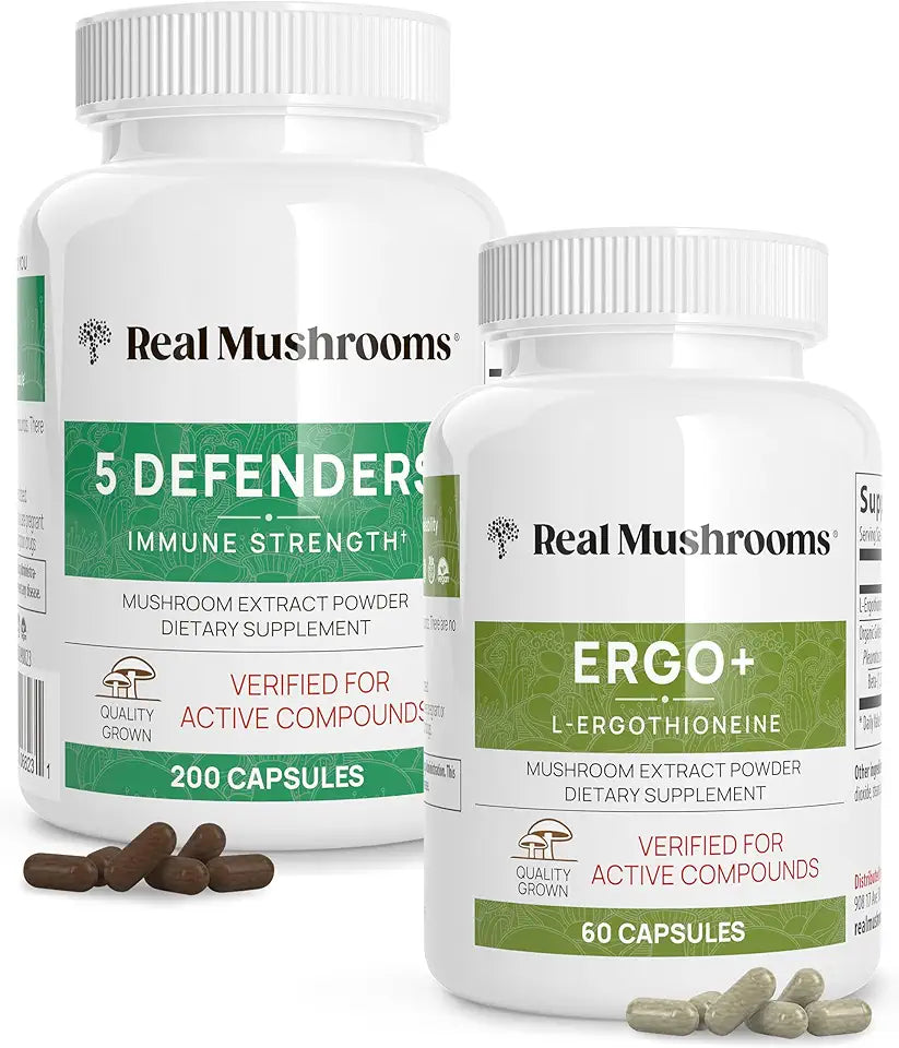 Ergothioneine and 5 Defenders Bundle with Turkey Tail, Shiitake, Reishi, Chaga, Maitake, Oyster I526