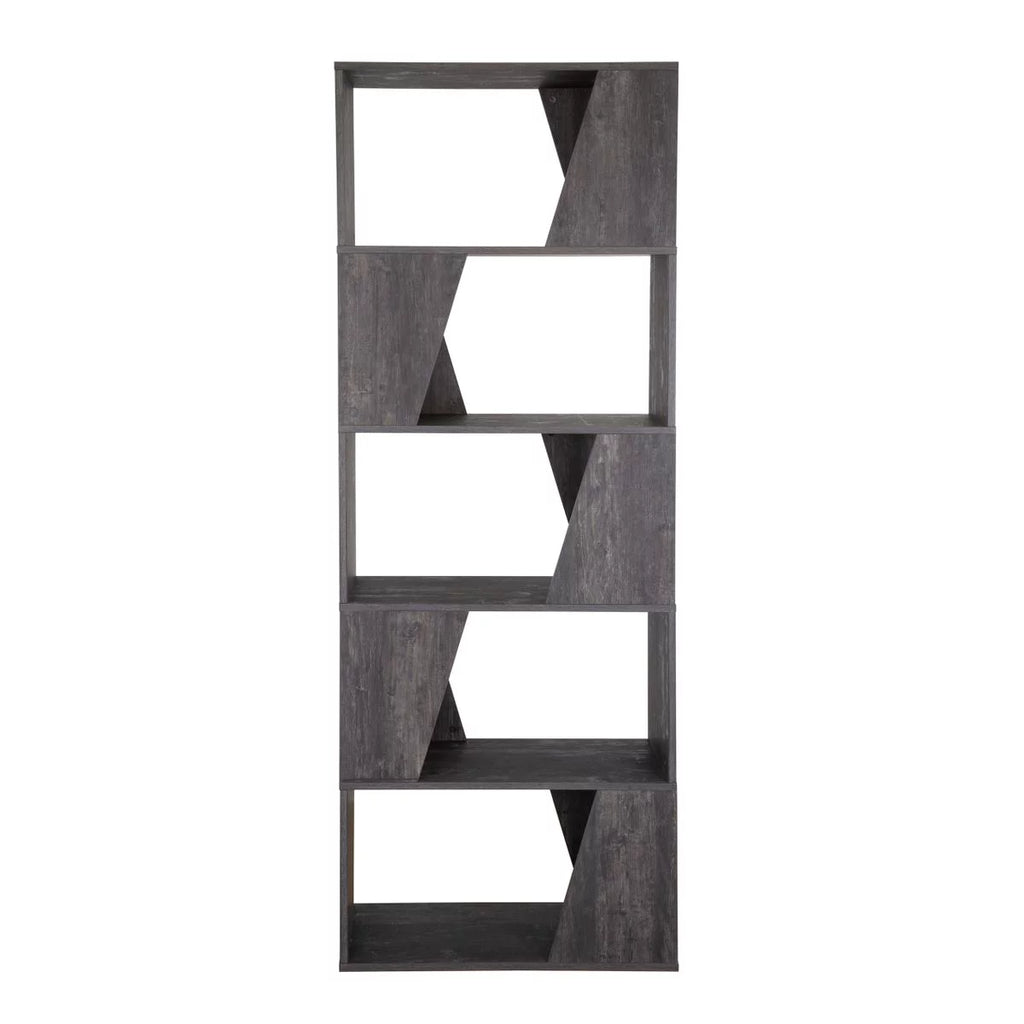 5-tier Wooden Bookcase in Washed Black Finish U97239