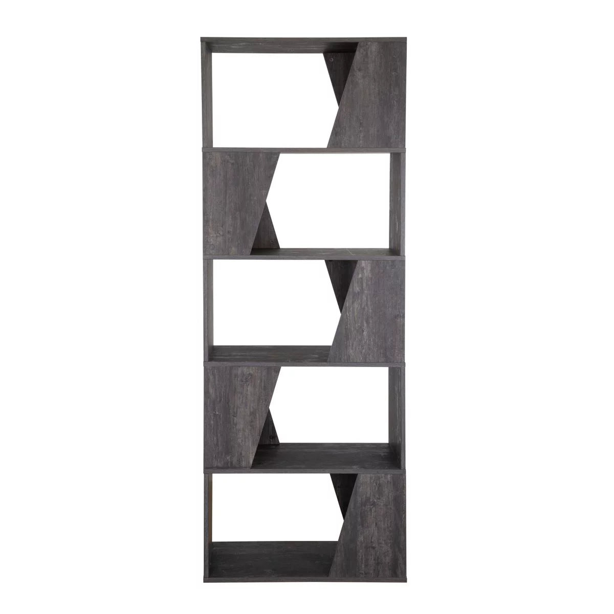 5-tier Wooden Bookcase in Washed Black Finish U97239