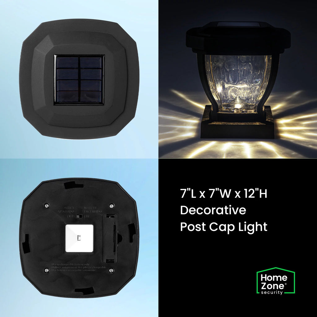Black Solar LED Post Cap Lights, 2 Pack F44237