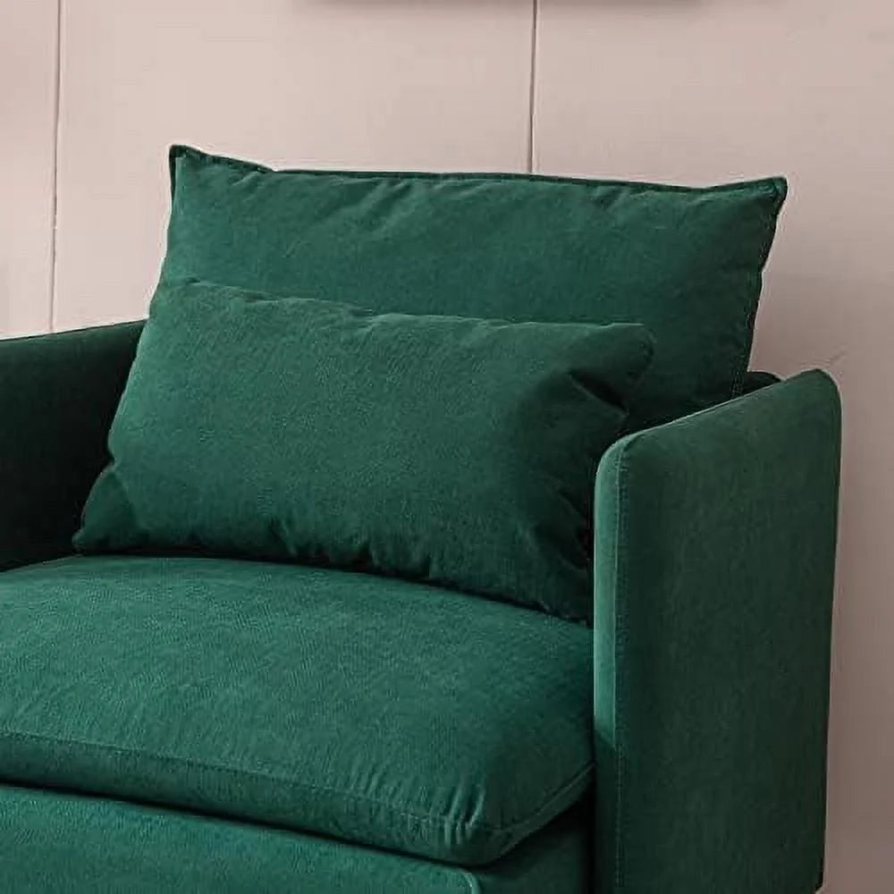 Yellow Linen Fabric Accent Armchair with Pillow I4642