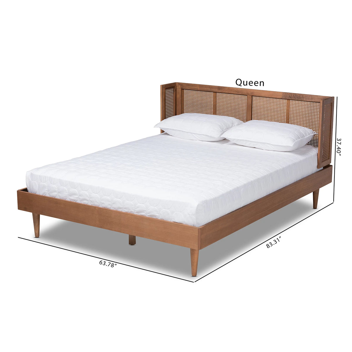 Queen Size Wood and Synthetic Rattan Platform Bed P41240