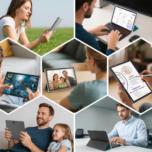 10.1 inch Android 14 Tablet with Keyboard, 26GB RAM, 256GB ROM, 8000mAh Battery, Black Z2089